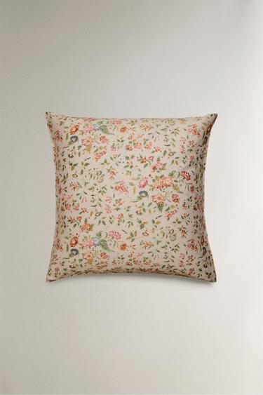 FLORAL SATEEN PILLOWCASE (300 THREAD COUNT) - Light beige by Zara - Image 2