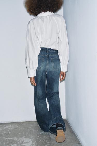 ZW COLLECTION FLARE HIGH-WAIST JEANS - Blue by Zara - Image 4