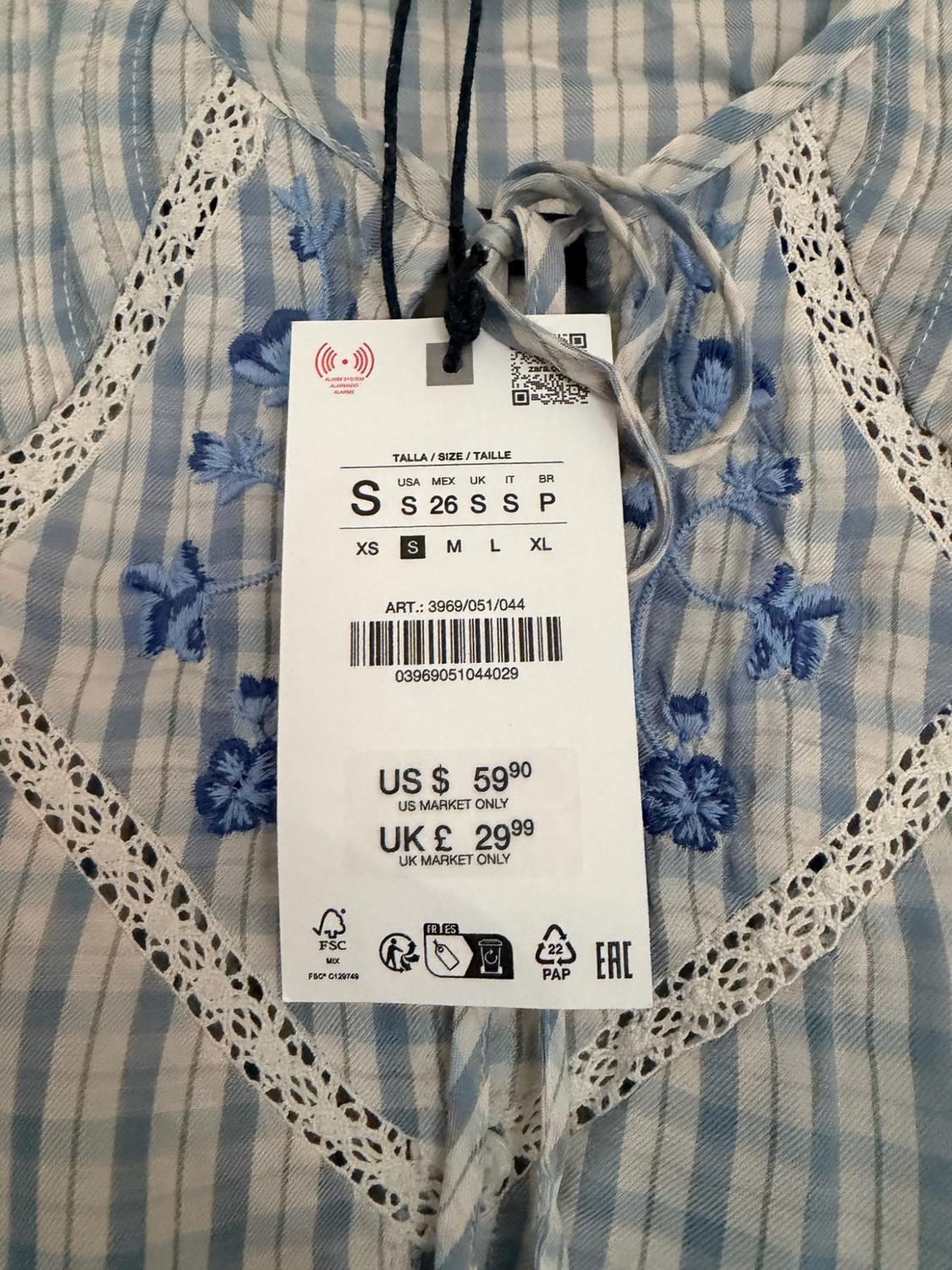 EMBROIDERED PLAID LACE INSERT TOP - Image 6