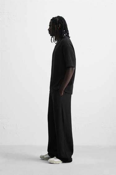 VERTICAL TEXTURE T-SHIRT - Black by Zara - Image 3