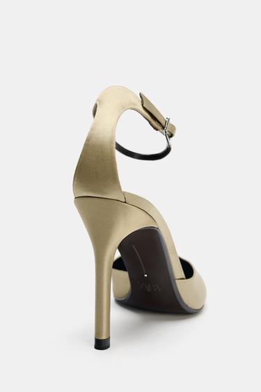 SATIN HIGH-HEEL SHOES WITH STRAP - Greenish by Zara - Image 6