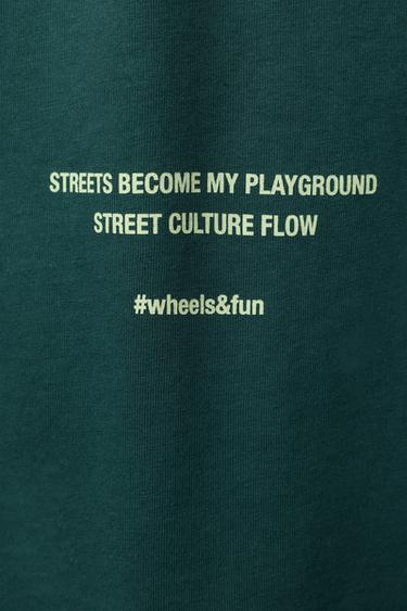 T-SHIRT À IMPRIMÉ INSCRIPTION - Vert de Zara - Image 3