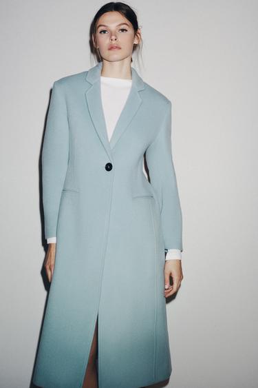 FITTED WOOL BLEND COAT ZW COLLECTION - Sky blue by Zara - Image 3