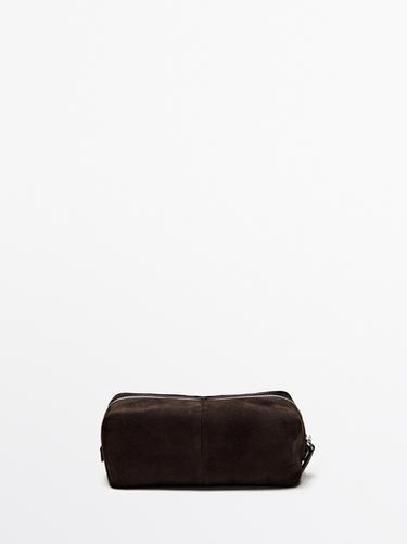 Trousse de toilette fermeture Éclair en cuir et daim - Marron de Zara - Image 0
