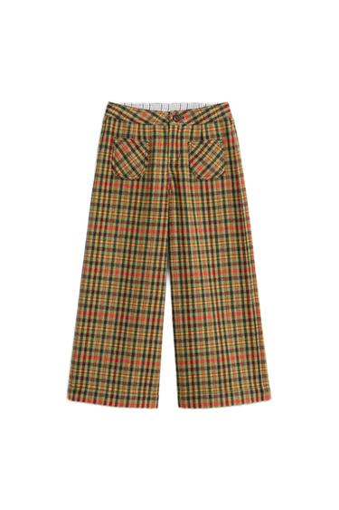 LIMITED EDITION CHECK TROUSERS WITH WOOL - orange-green by Zara