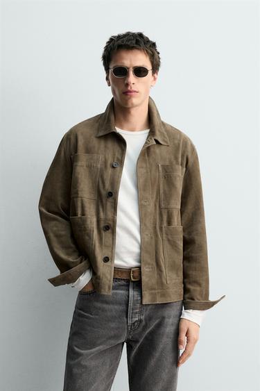 ЗАМШЕВАЯ КУРТКА С КАРМАНАМИ — LIMITED EDITION — Серый / Нежно-коричневый от Zara