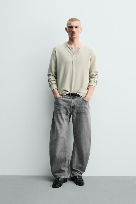 JEANS RELAXED BARREL FIT - Gris de Zara - Imagen 0