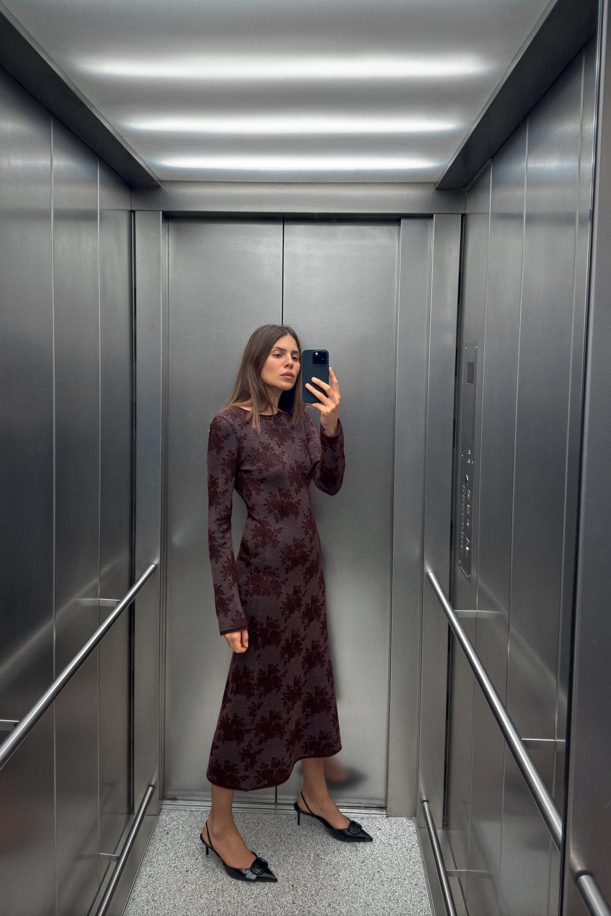 Zara Clearance Zara Abito A Fiori Lungo Vestito Lungo In Maglia