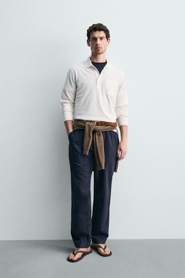 بولو بيكيه بقصة عادية وجيب - أبيض مكسور الخاص بـ Zara - صورة 0