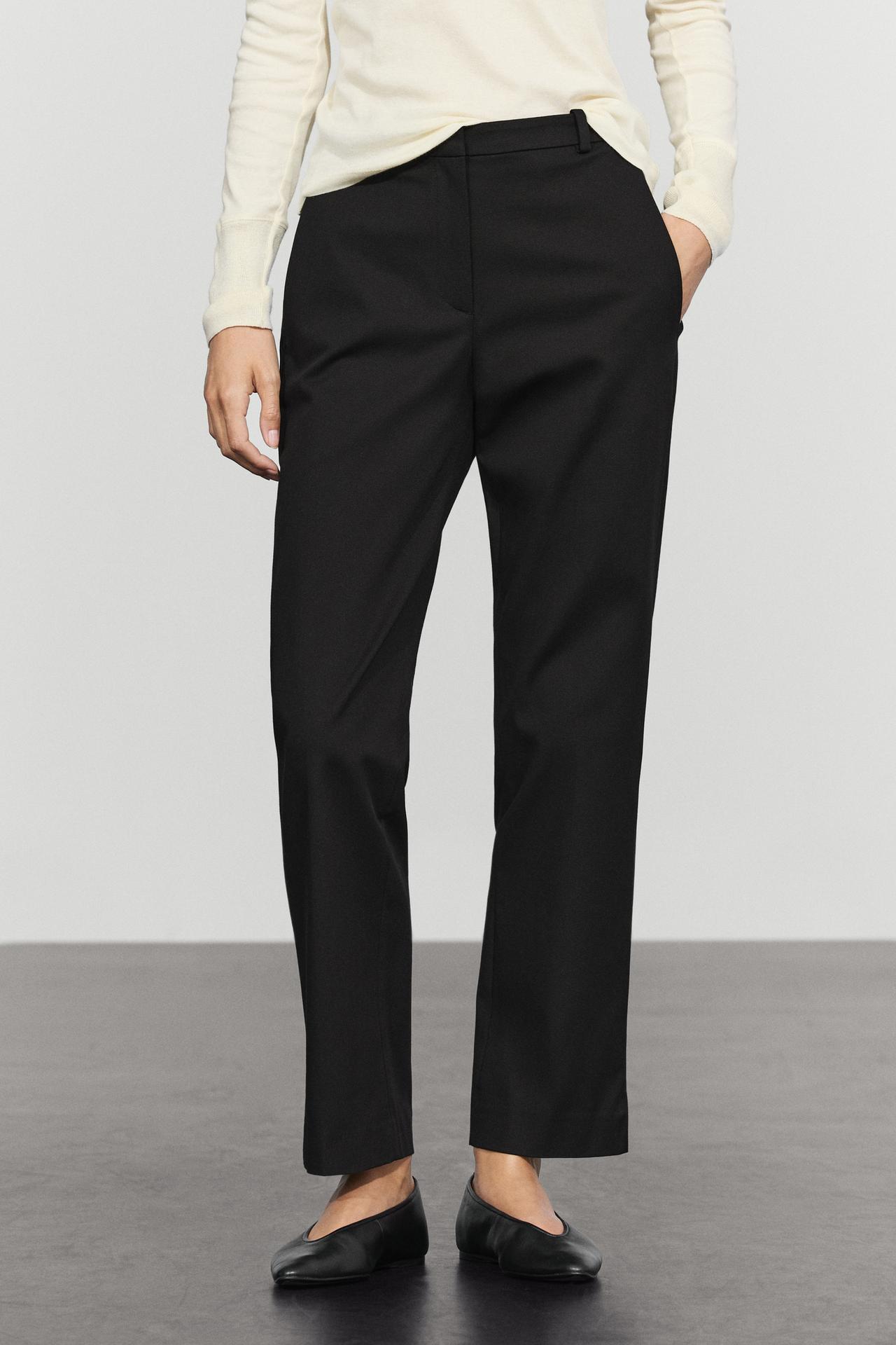 Straight-leg stretch pants — Black