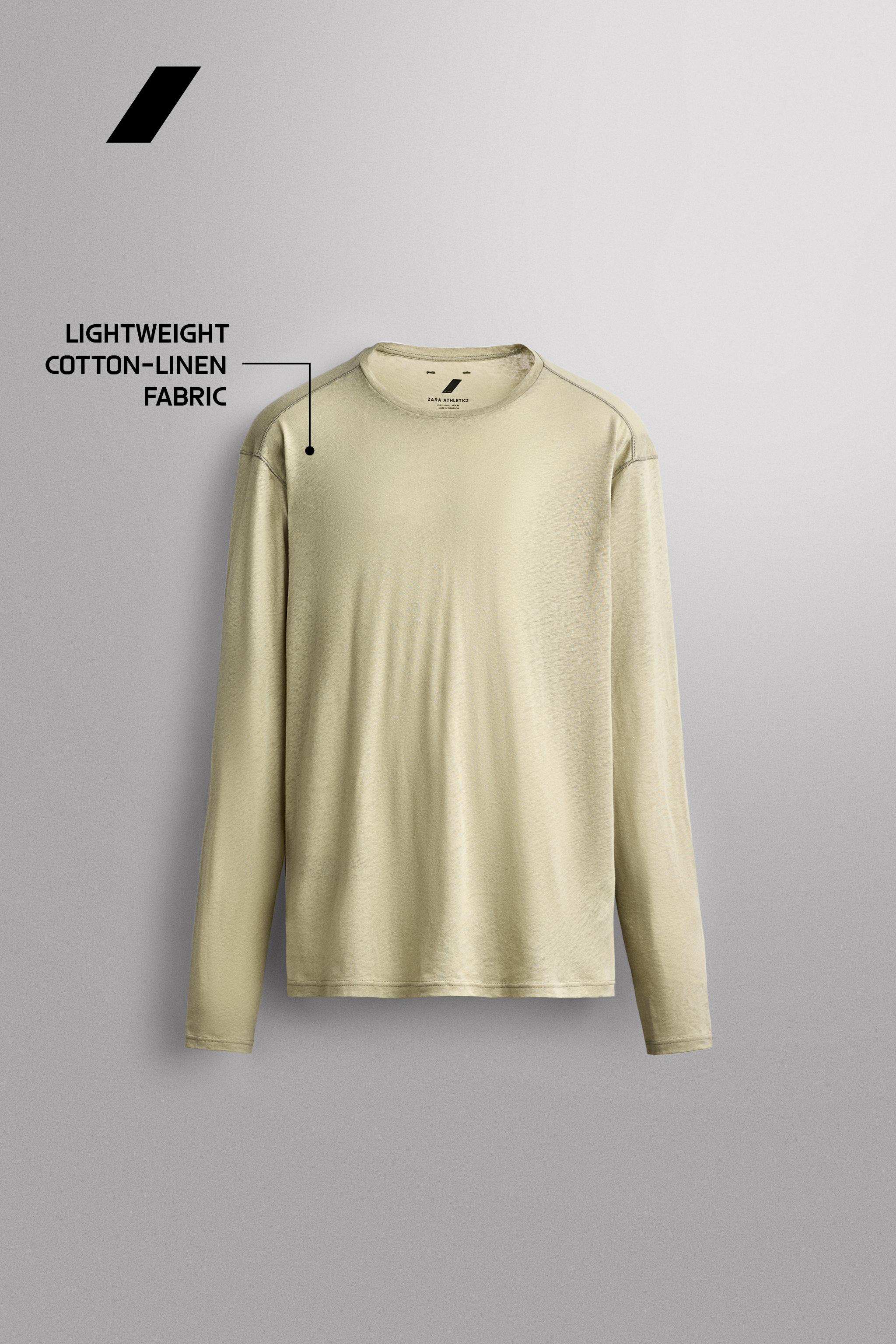 Мужские футболки Zara LIGHTWEIGHT LINEN COTTON BLEND T-SHIRT — фото 6