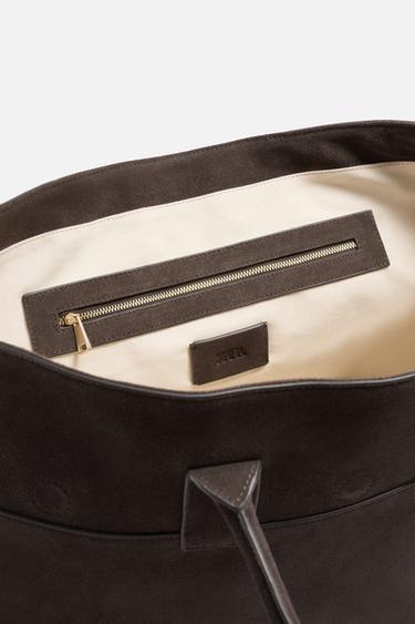 LEATHER HANDBAG - Brown by Zara - Image 5