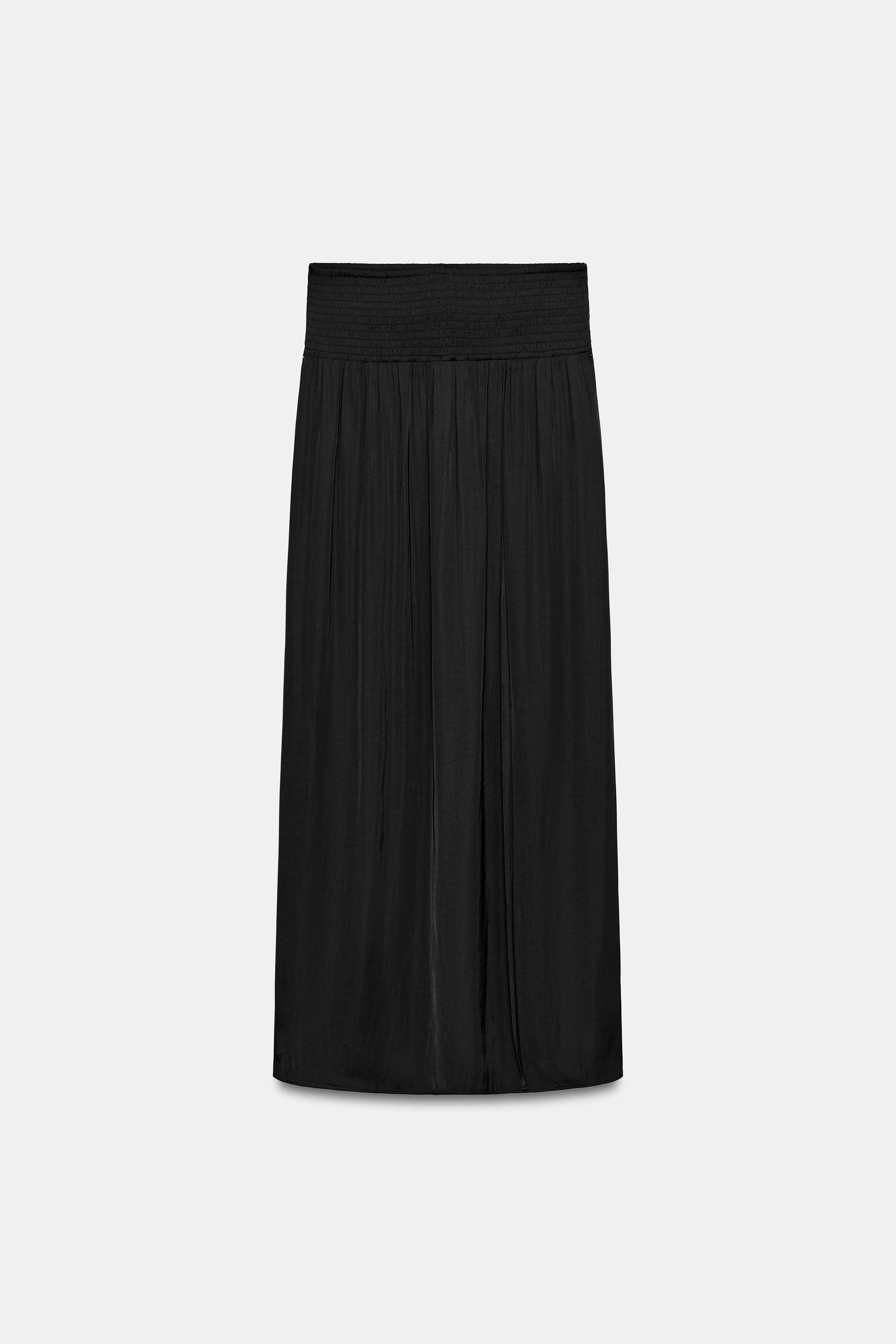 LONG SATIN SKIRT WITH SLIT