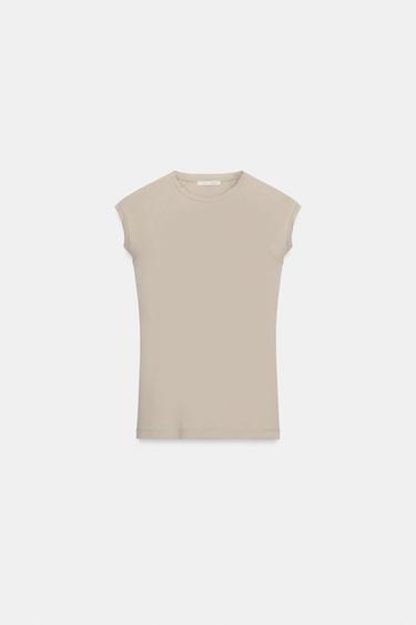 T-SHIRT EFFET DÉLAVÉ MANCHES RAGLAN - Beige de Zara - Image 6