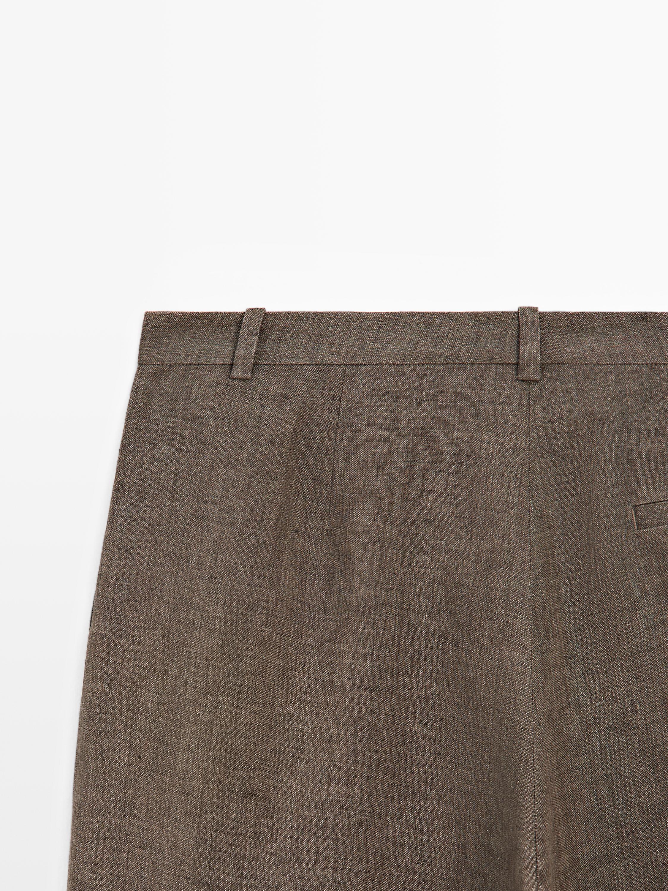 Linen melange darted trousers