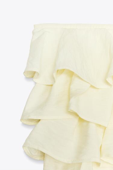 TOP BANDEAU VOLANTS - Jaune clair de Zara - Image 7