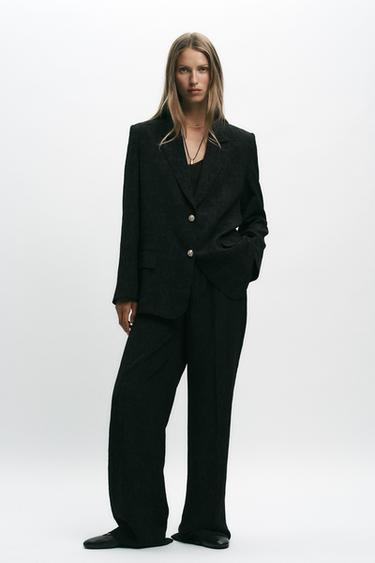 JACQUARD TROUSERS WITH CHAIN BELT - Black by Zara