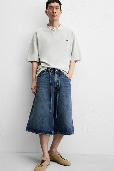 STRUCTURE PATCH T-SHIRT - Light blue by Zara