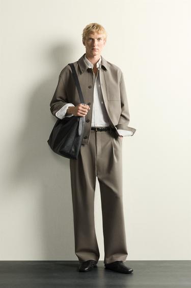 PANTALÓN RELAXED FIT PLIEGUES - Tostado de Zara