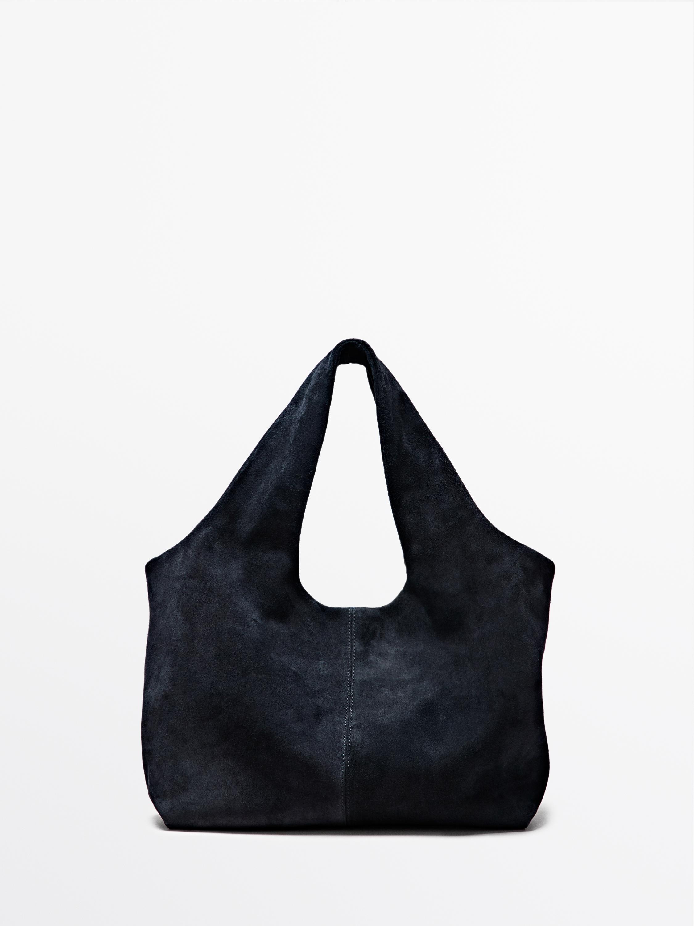 Medium split leather shopper bag