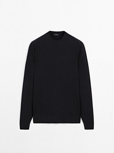 Zara Cotton blend cable-knit sweater - Navy blue