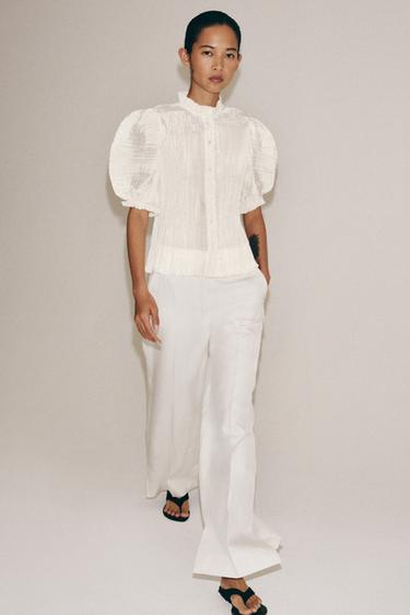 ZW COLLECTION PLEATED BLOUSE - Ecru by Zara - Image 3