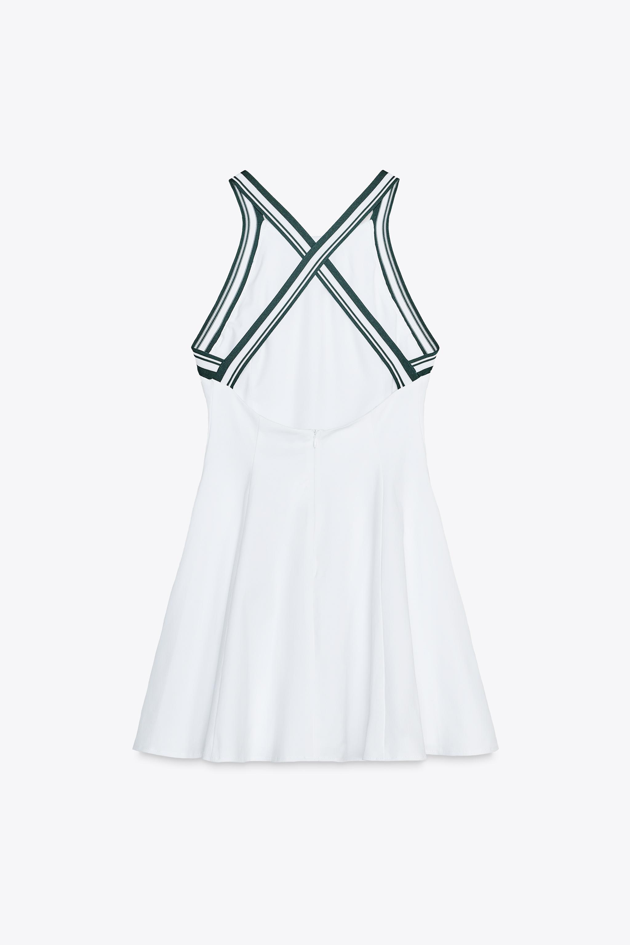 ZARA コントラストリブ ホルターネックワンピース 4661/351 コントラストリブ ホルターネックワンピース - ホワイト | ZARA