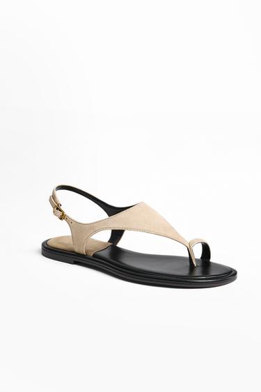 SANDÁLIA DEDO SUEDE - Cinza-toupeira da Zara
