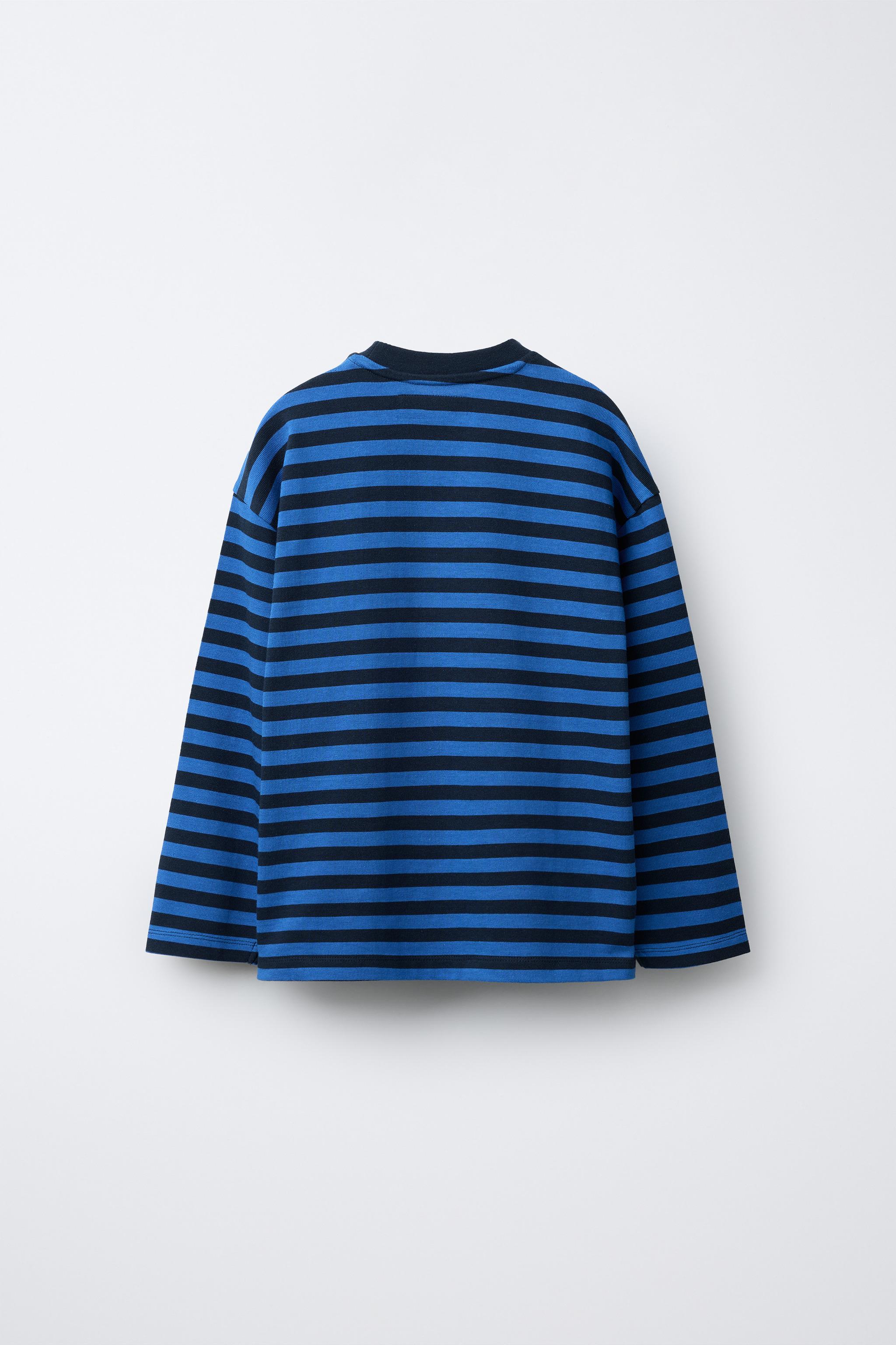 STRIPED T-SHIRT - Blue | ZARA United States