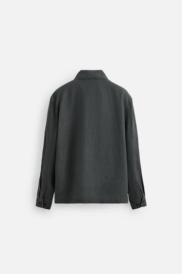 RELAXED FIT 100% HEMP OVERSHIRT - Anthracite grey by Zara - Image 7