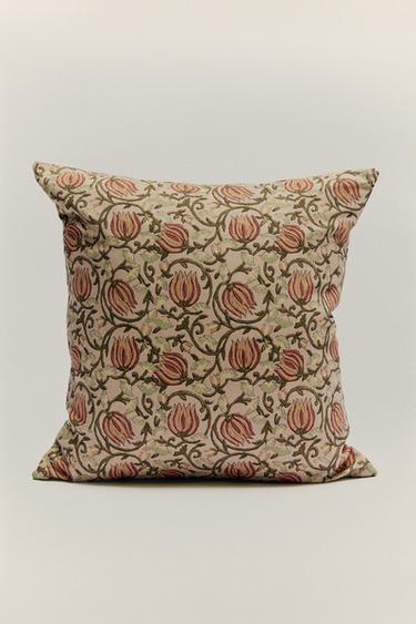 FLORAL PRINT CUSHION COVER - Turquoise by Zara