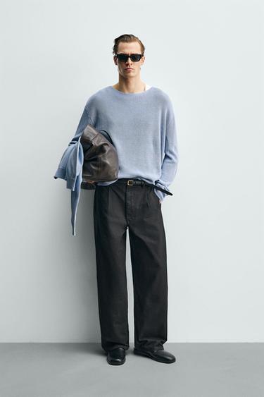 PANTALÓN WIDE  FIT PLIEGUES - Marrón de Zara - Imagen 0