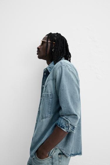 WESTERN DENIM SHIRT - Mid-blue by Zara - Image 4
