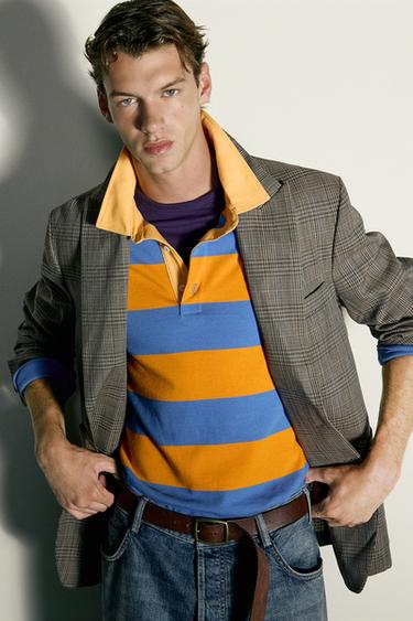Blazer de cuadros de corte relajado 100% lana