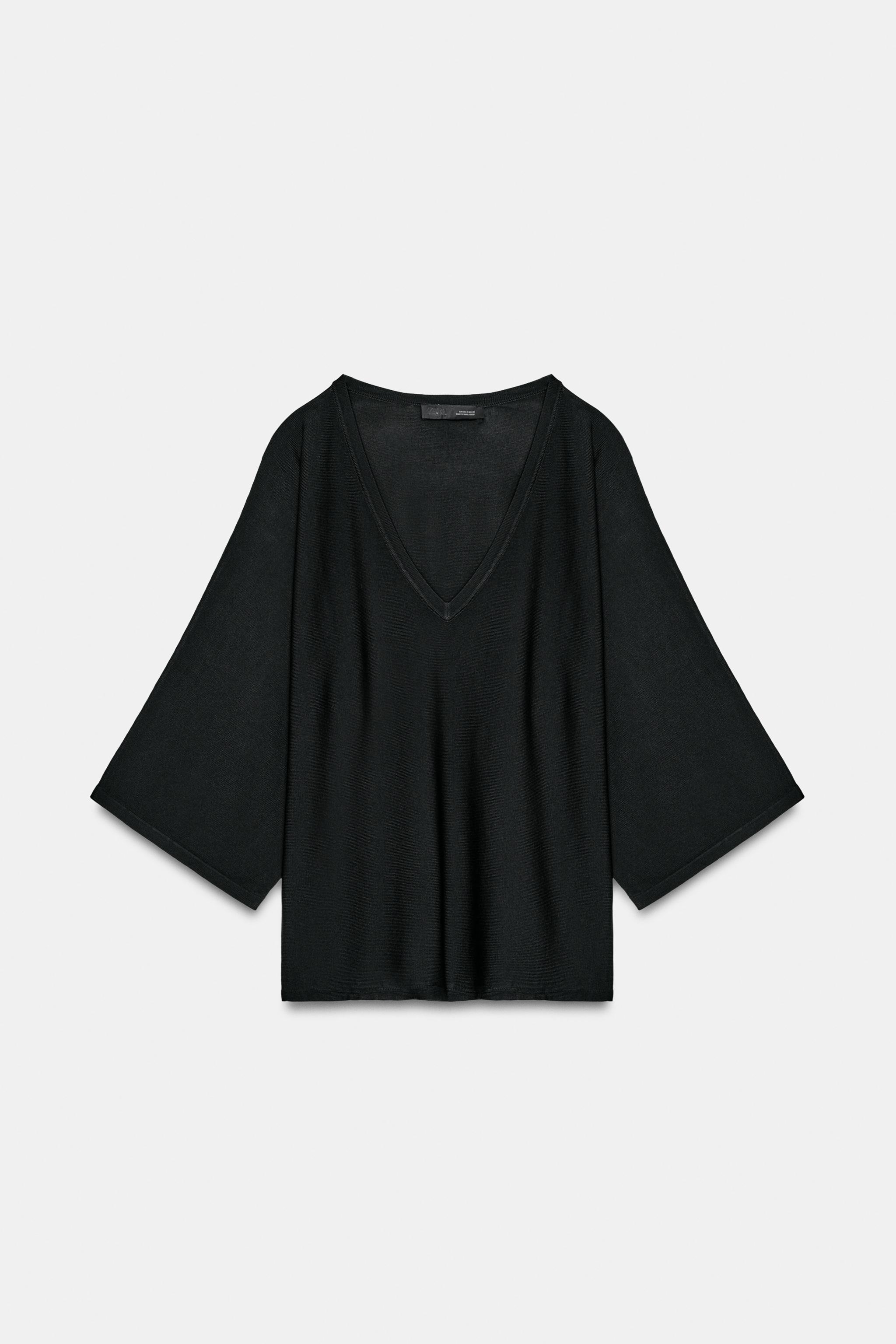 Женские свитеры Zara FLOWY V-NECK KNIT TOP — фото 4