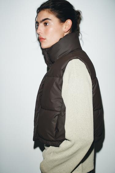 RUBBERISED PADDED GILET - Dark brown by Zara - Image 3