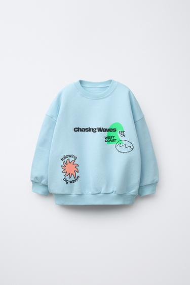PRINTED SWEATSHIRT - Light blue by Zara