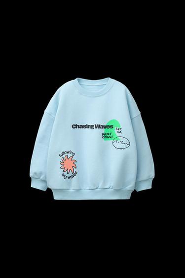 Zara PRINTED SWEATSHIRT - Light blue - Image 0