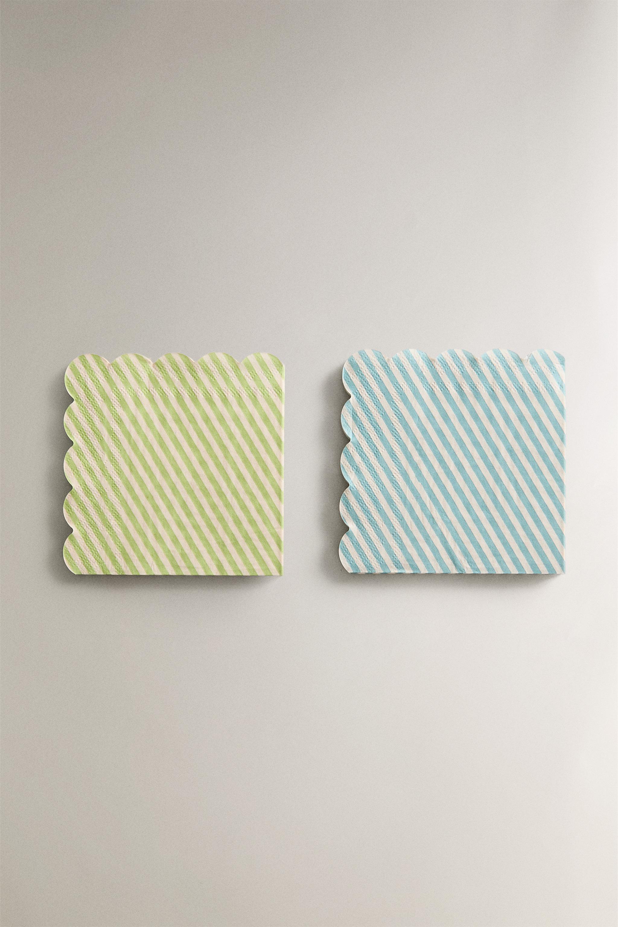 LOT SERVIETTES DE TABLE PAPIER RAYURES (LOT DE 30)
