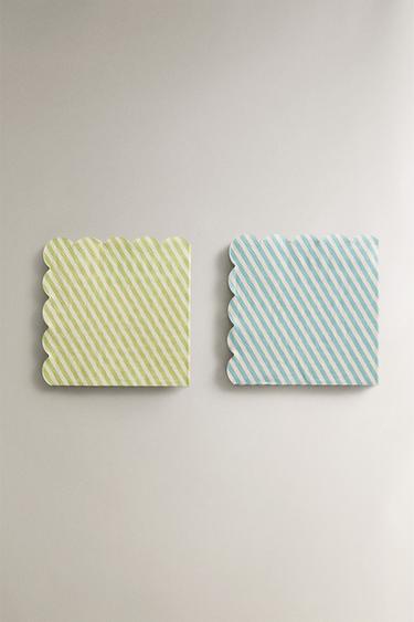 LOT SERVIETTES DE TABLE PAPIER RAYURES (LOT DE 30) - Vert / Bleu de Zara
