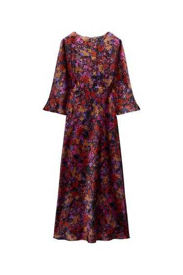 PRINTED SATIN EFFECT MIDI DRESS