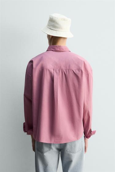 CHEMISE REGULAR FIT EN COTON LAVÉ - Rose de Zara - Image 2