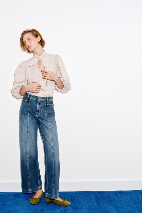 Z1975 CULOTTE HIGH WAIST TOPSTITCHED JEANS