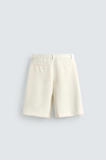 LOOSE-FITTING PLEATED BERMUDA SHORTS - Oyster-white by Zara - Image 7