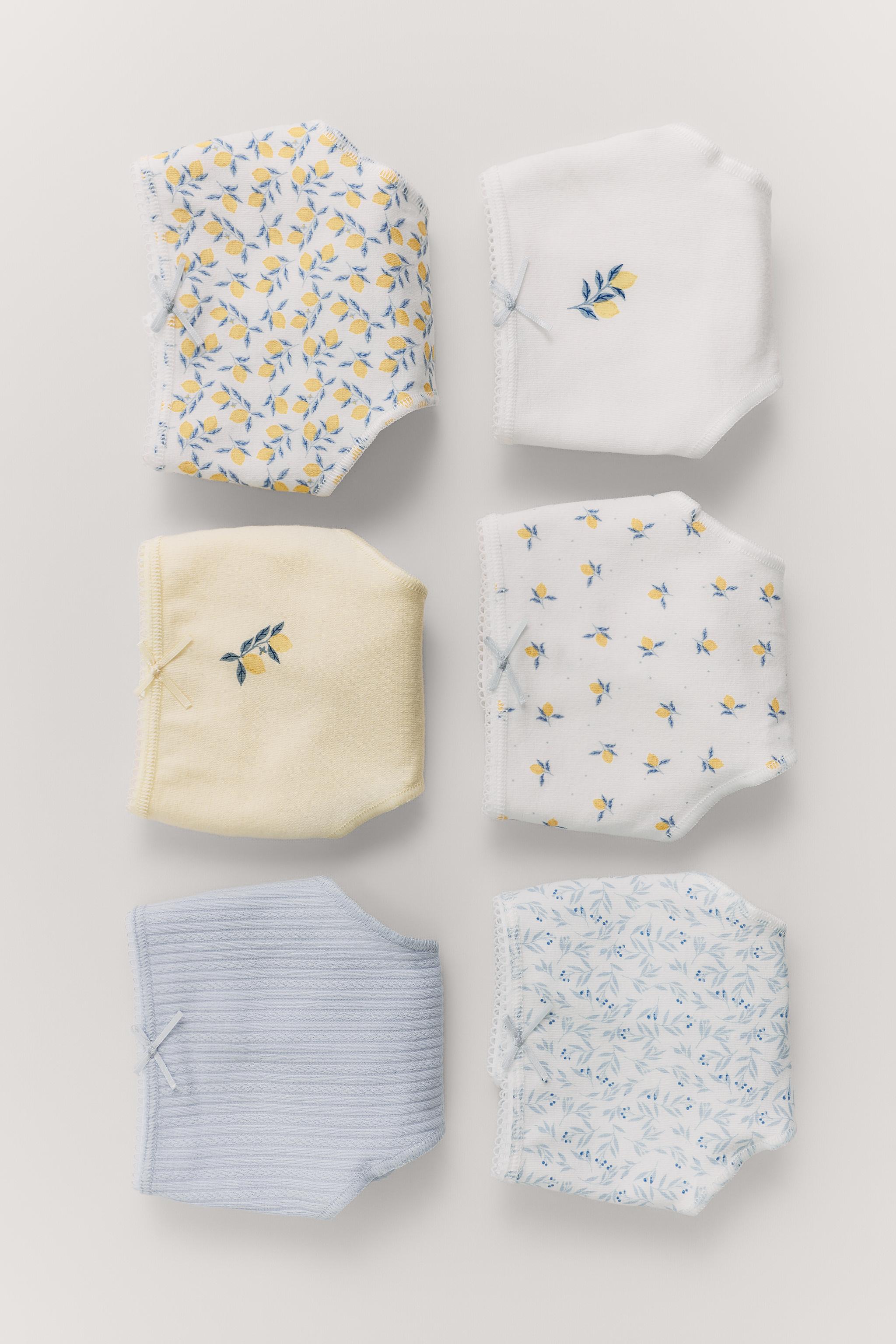 6-14 YEARS/ SIX-PACK OF LEMON UNDERWEAR — Blue / White