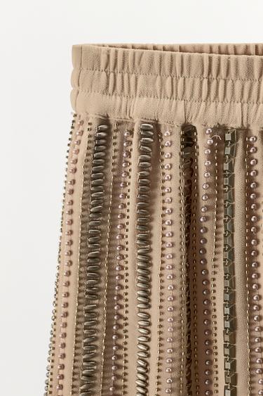 SEQUINNED BEADED BERMUDA SHORTS - Beige by Zara - Image 5