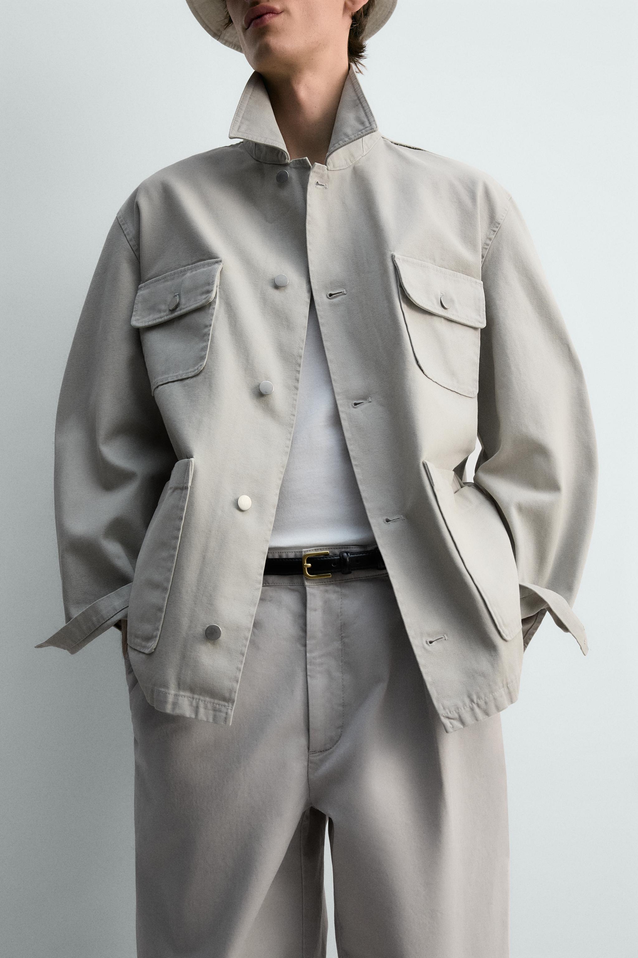 RELAXED FIT WASHED POCKET JACKET - Gray / Blue | ZARA United States