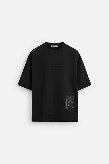 SUDADERA PARCHE ESTAMPADO - Negro de Zara