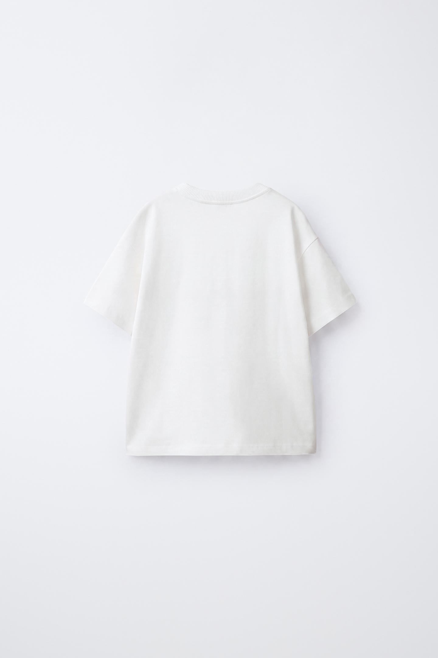 Детская футболка Zara Embroidered Detail, цвет: Устричный белый — фото 2