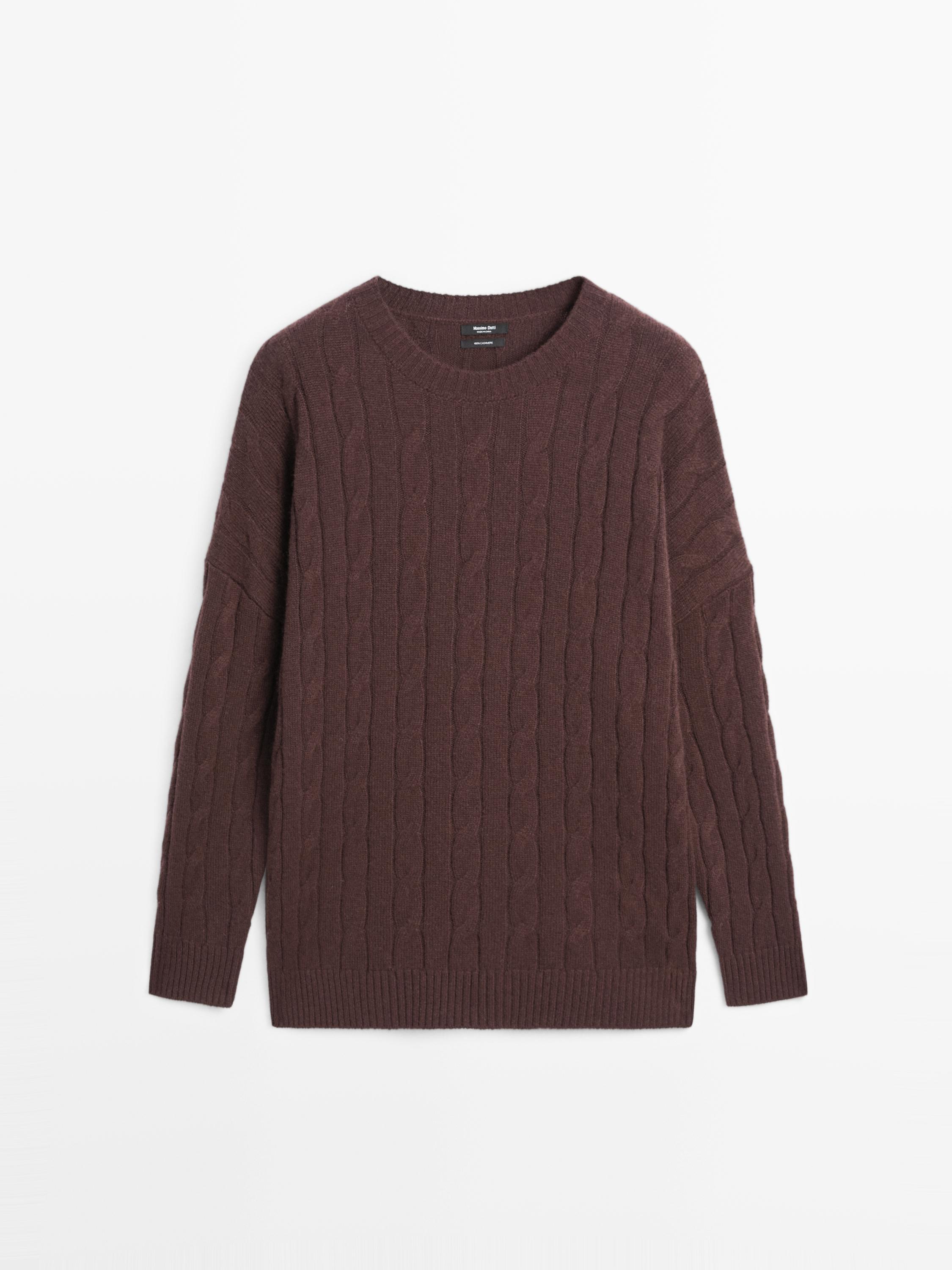 Pull en maille tressée 100 % cachemire